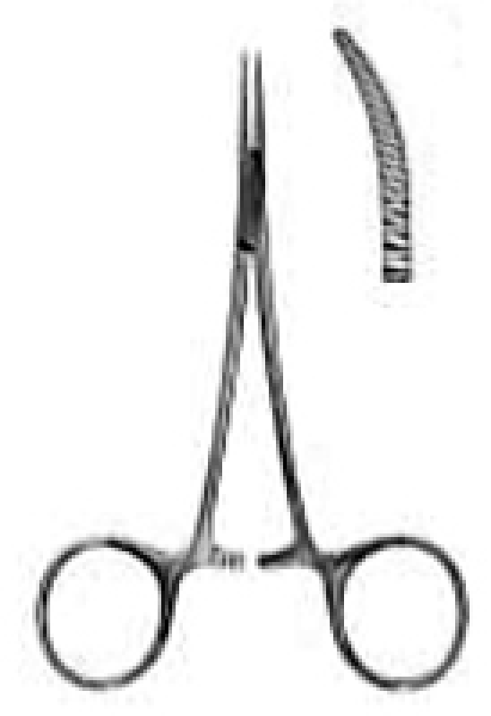 Mikropinceta model HALSTED-MOSQUITO, 1x2 ząbki, zagięte