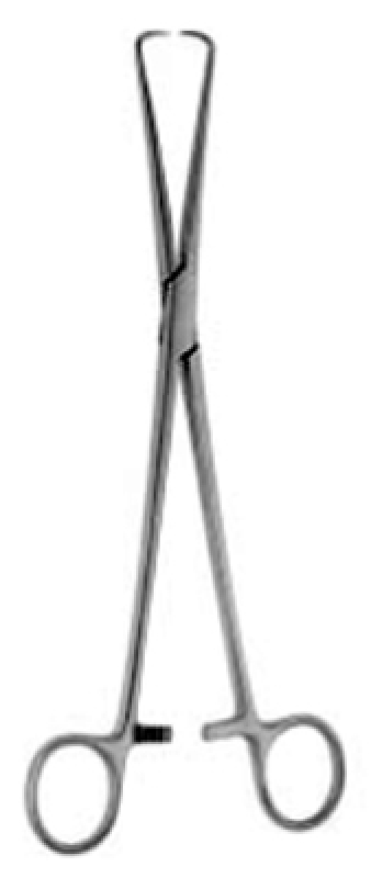 Pinza para coger el cuello uterino. Modelo POZZI.
