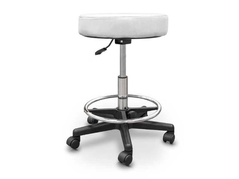 Taburet  tapițat reglabil cu suport inelar ajustabil si  ridicare pe  gaz