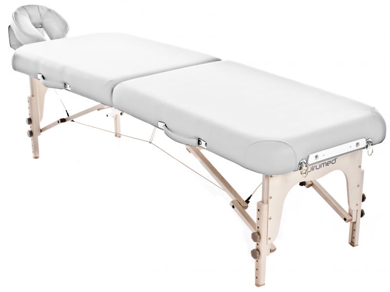 Camilla Shiatsu plegable de madera 219 x 63 cm sin respaldo | Blanco | Quirumed