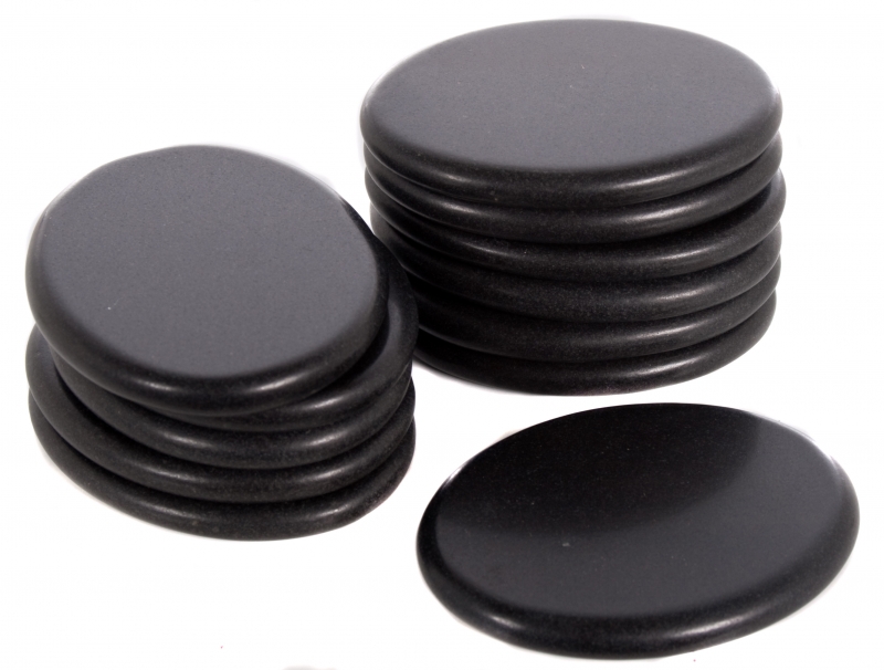 Pierres chaudes de Basalte pour thérapies, 12 unités de 7 cm x 9 cm