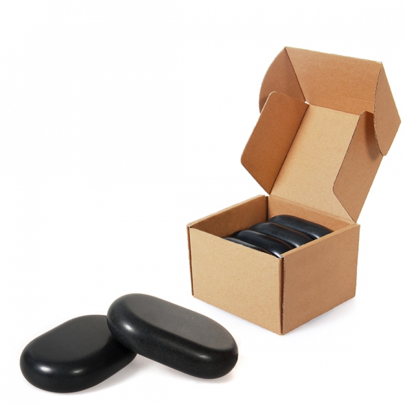 Basalt stenen, ovaal, 4 Stuks (11,7 x 7 x 2,7cm)