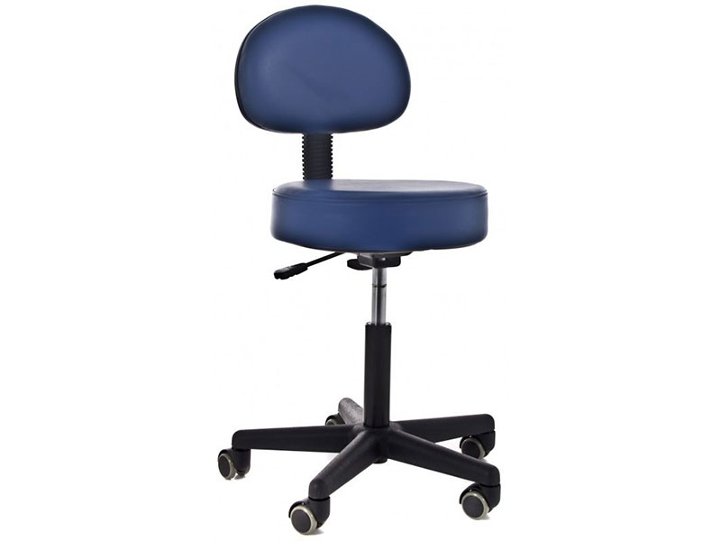 Seating stool with backrest, gas lift,  with 5 wheels