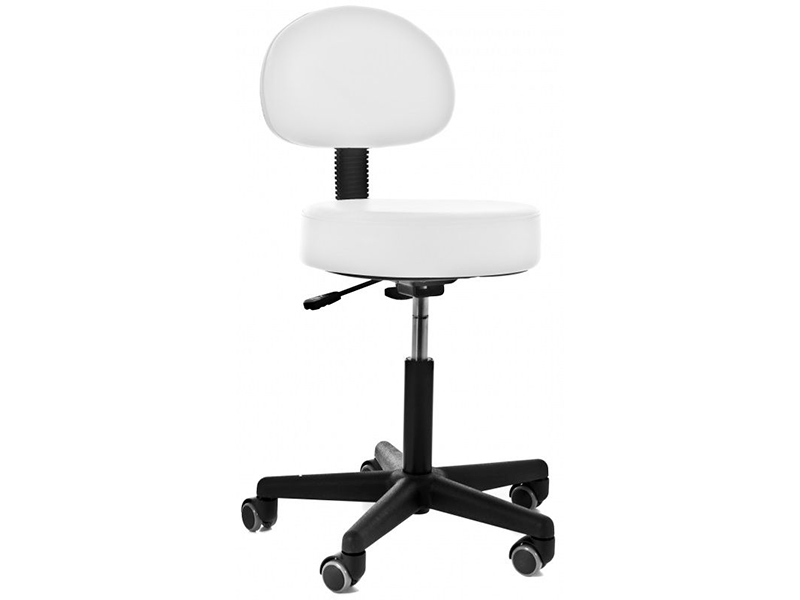 Gepolsteter Hocker mit Rückenlehne, Gasfeder mit 5 Rollen