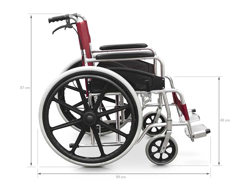 Sedia A Rotelle Pieghevole QUIRUMED - Leggera In Alluminio, Portata 120kg, Con Freni E Cintura - Foto 6