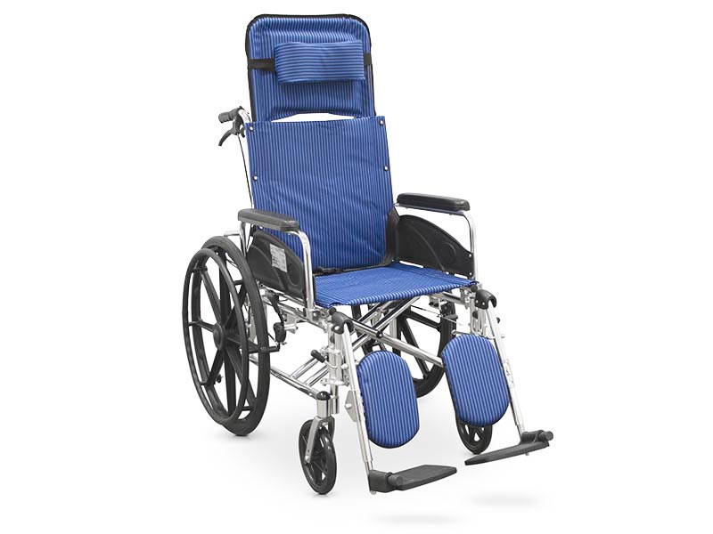 Cadeira de rodas de alumínio com apoio de cabeça e apoio para os pés de elevação