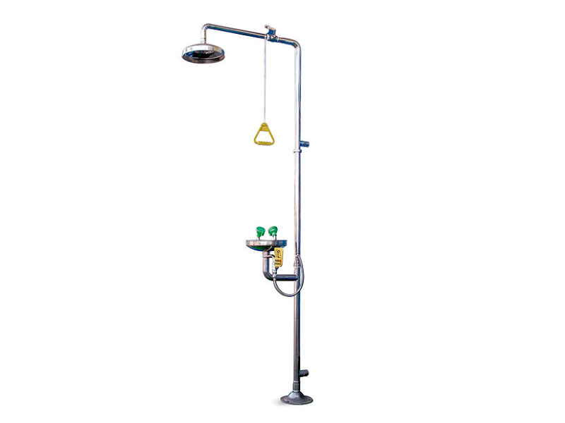 Emergency shower with eyewash station stainless steel