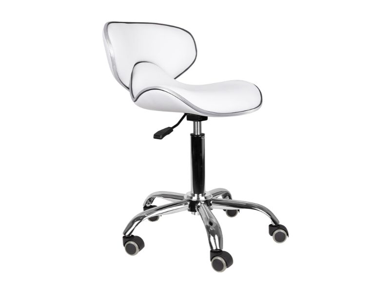 Tabouret cosmétique Q-4599 Gabbiano en simili cuir blanc