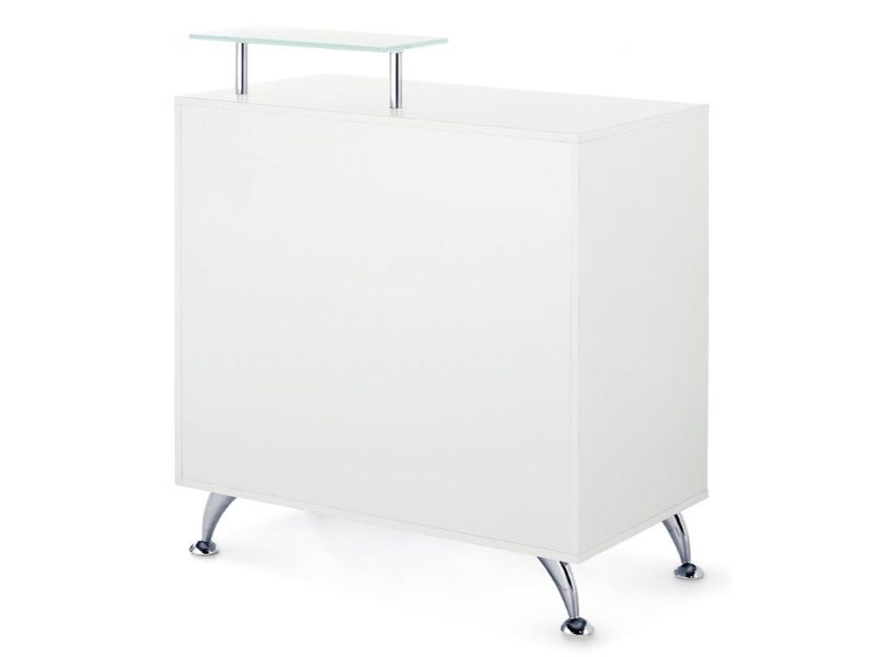 Banque reception avec meuble 98 cm bois blanc moderne POL-Q0833
