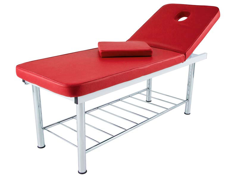 Lettino fisso in acciaio cromato e schienale reclinabile