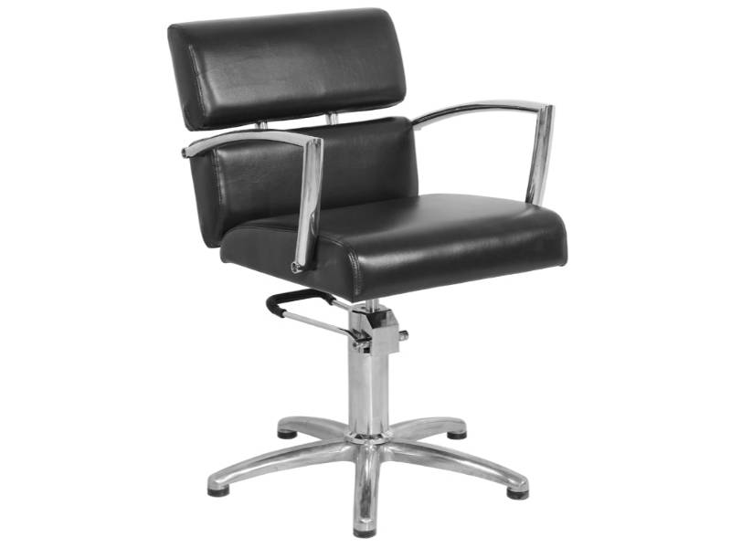 Poltrona da Parrucchiere Nera Gabbiano con Base a 5 Stelle e Seduta Regolabile