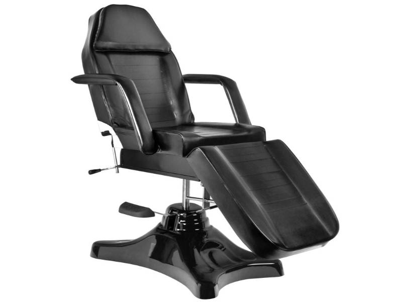 Poltrona cosmetica idraulica A-234 nera con poggiatesta e braccioli rimovibili