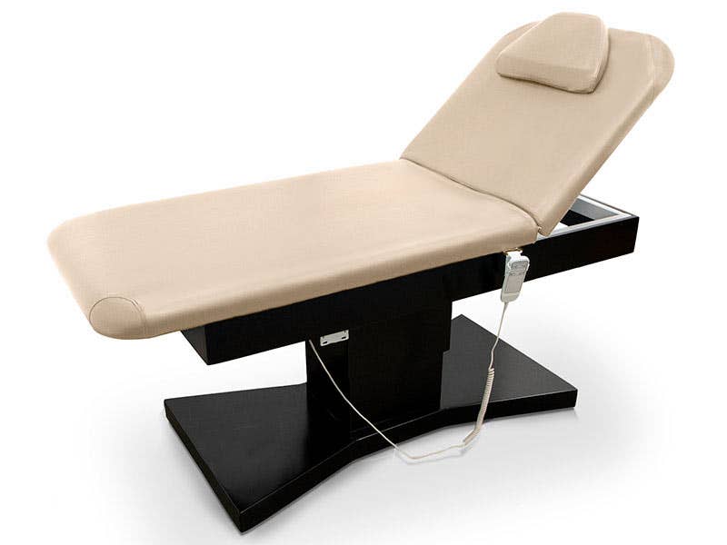 Lettino elettrico SPA a 2 corpi con base in legno | Beige | Quirumed