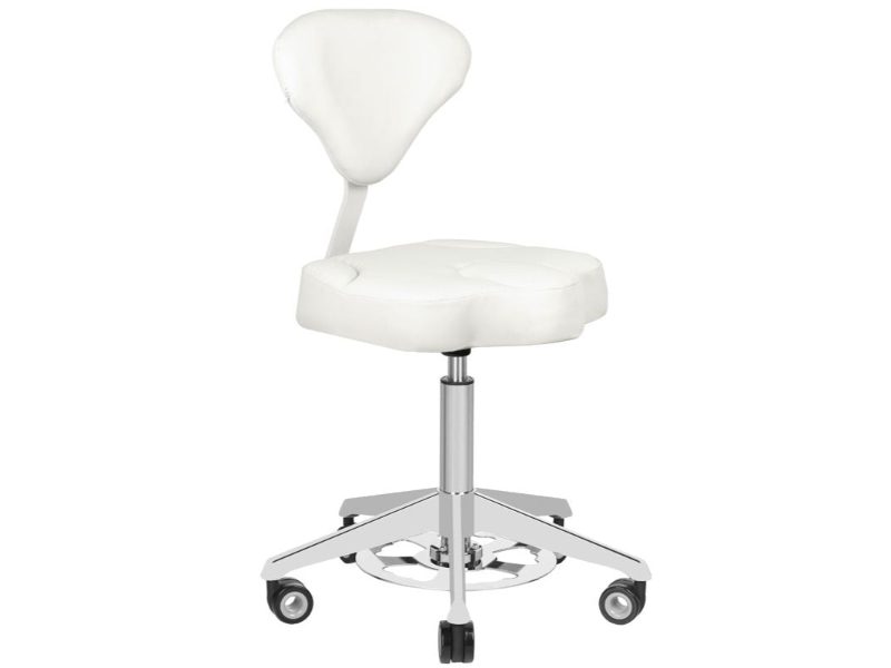 Tabouret cosmétique Azzurro 156f blanc avec dossier et réglage hauteurâ¦