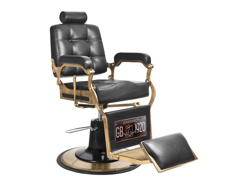 Poltrona da Barbiere Boss Nera Gabbiano Regolabile Design Vintage