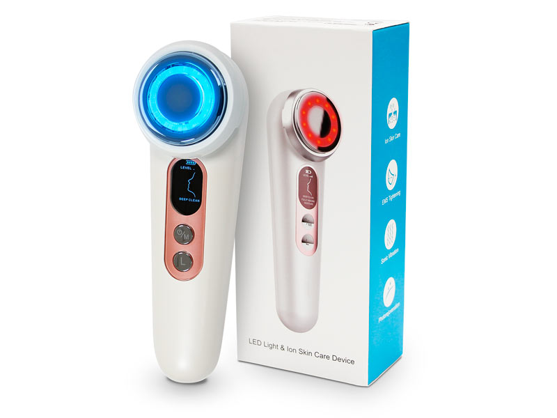 Masajeador facial antiarrugas iónico con luz LED