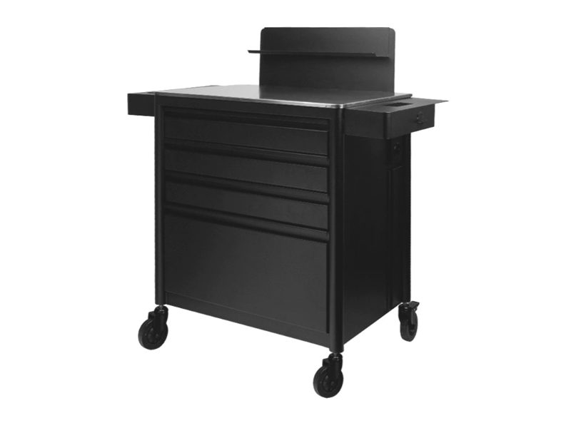 Assistant Pro Ink 701 Mobile da Tattoo con Cassetti e Piano in Alluminio Nero