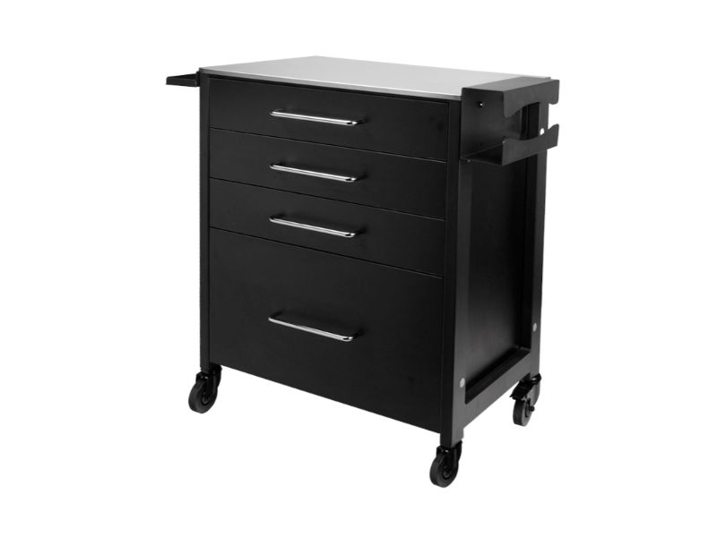 Armadio Tattoo Pro Ink 702 Nero con Tavolo Alluminio e Cassetti Legno