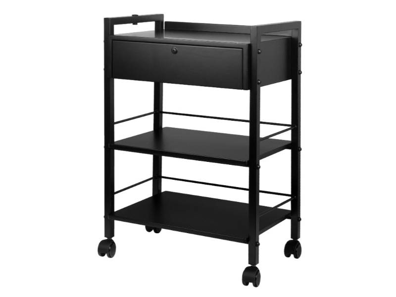 Cart Pro Ink 1019A Nero Porta Attrezzi Tattoo con Cassetto Legno e Porta Lampada