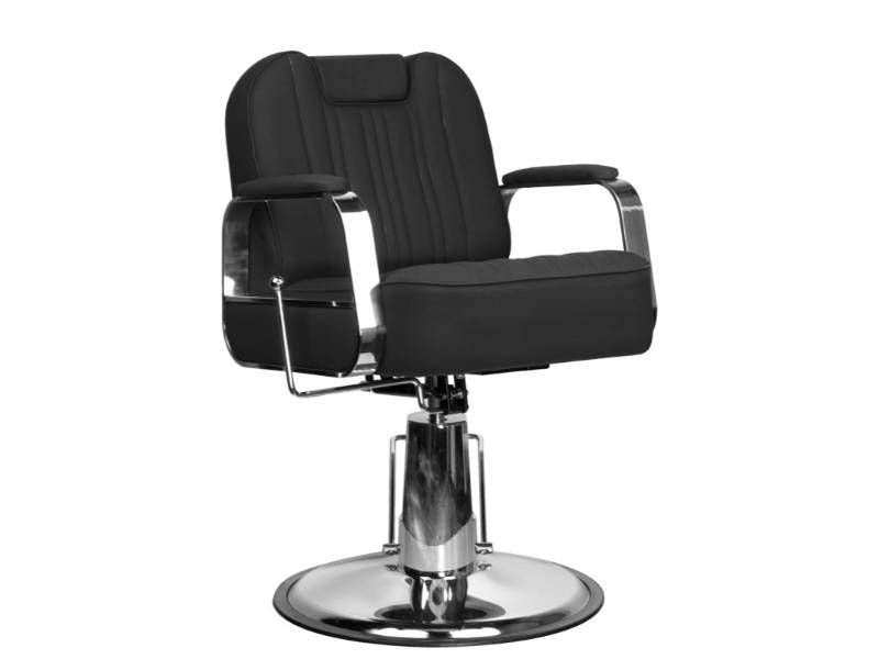 Sedia da Barbiere Stern Nero con Schienale Recliner e Poggiatesta Regolabile