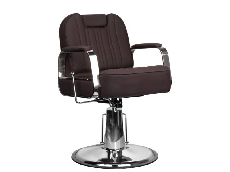 Poltrona da Barbiere Stern Marrone in Ecopelle con Schienale Recliner