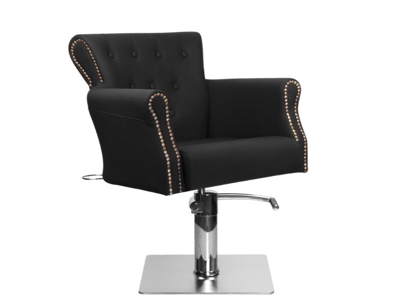 Sedia da parrucchiere BER 8541 in ecopelle nera regolabile elegante