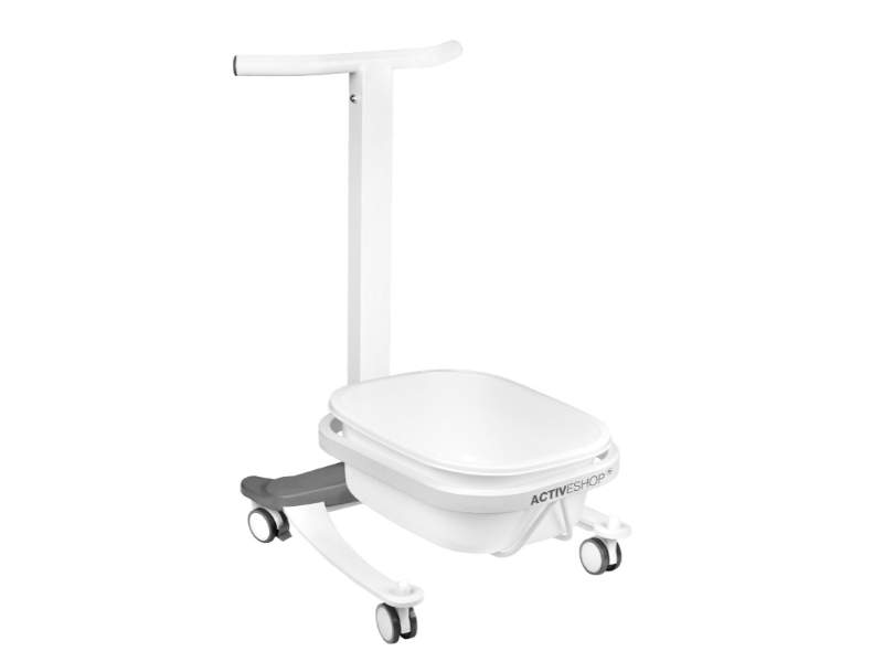 Carrello pedicure comfort con vaschetta e funzione sollevamento su ruote