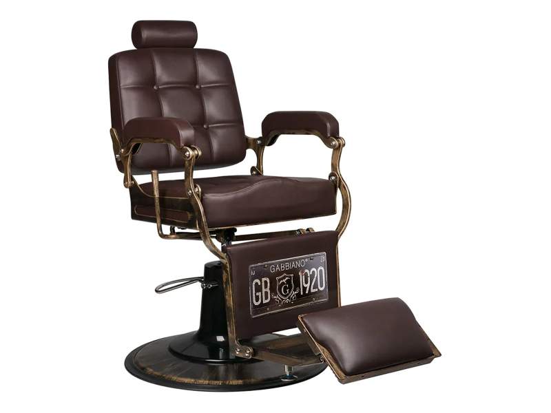 Sedia da Barbiere Boss Marrone Gabbiano in Eco-pelle con Base in Ghisa