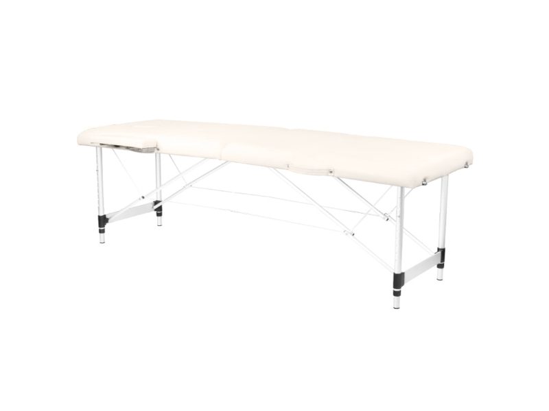Tavolo da Massaggio Pieghevole Comfort Alluminio 2 Sezioni Crema