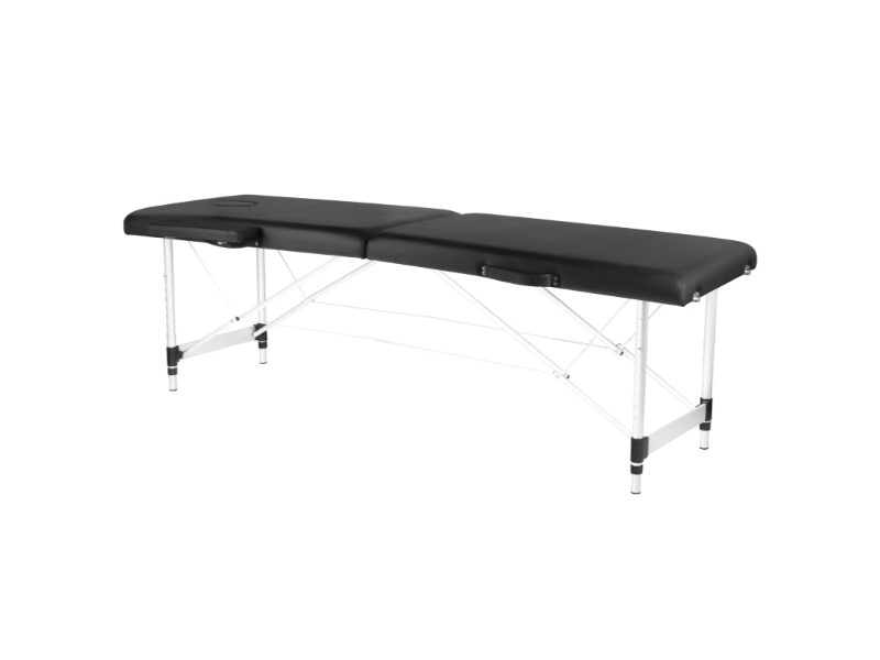 Tavolo da massaggio pieghevole comfort alluminio 2 segmenti neri regolabile