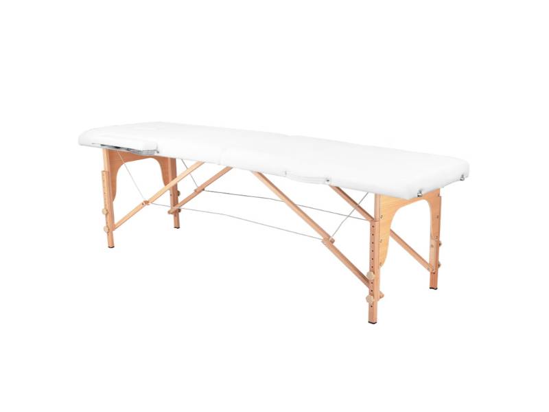 Tavolo da massaggio pieghevole in legno comfort, 2 sezioni bianco