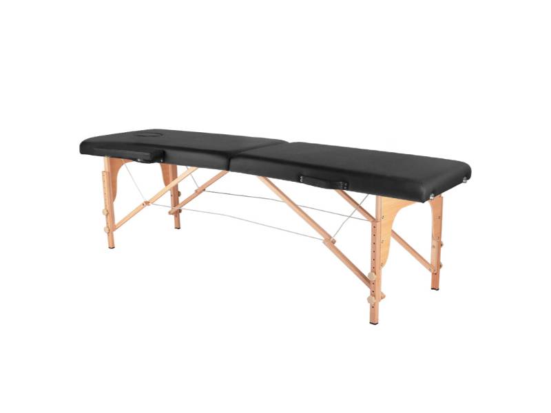Tavolo da massaggio pieghevole in legno Comfort, 2 sezioni, nero