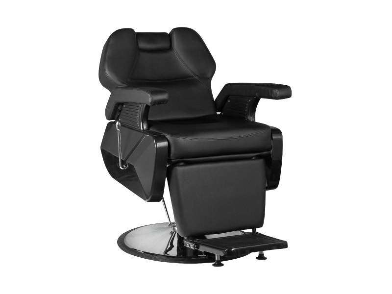 Poltrona da Barbiere New York Nera con Regolazioni e Base Cromata