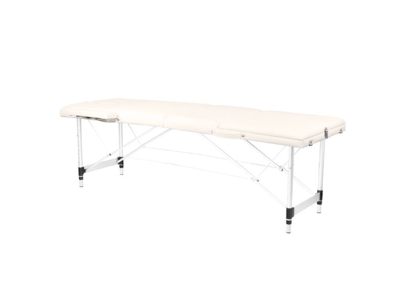 Tavolo da Massaggio Pieghevole 3 Sezioni in Alluminio Comfort Crema