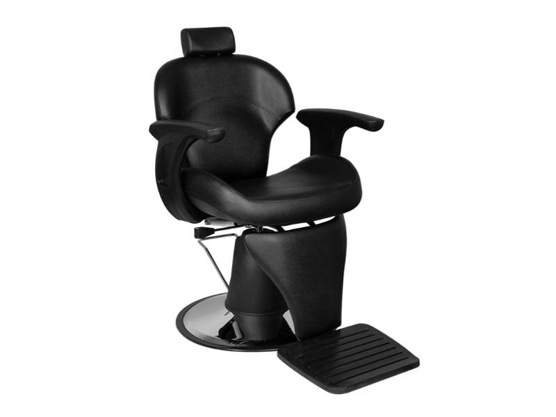 Poltrona da Barbiere Igor Nero con Schienale Recliner e Poggiatesta Regolabile
