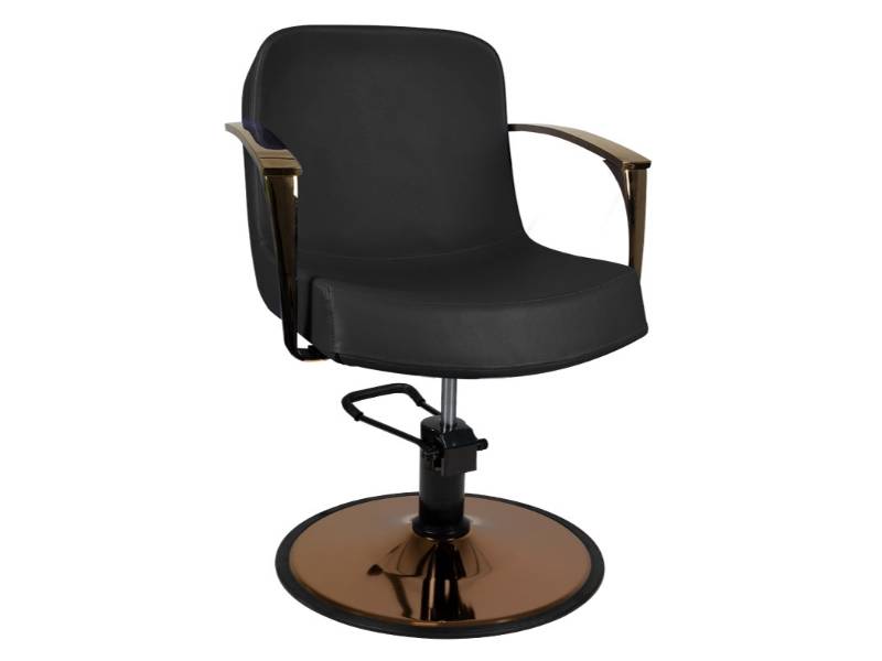 Poltrona da Parrucchiere Bologna Nero in Ecopelle con Dettagli Rame