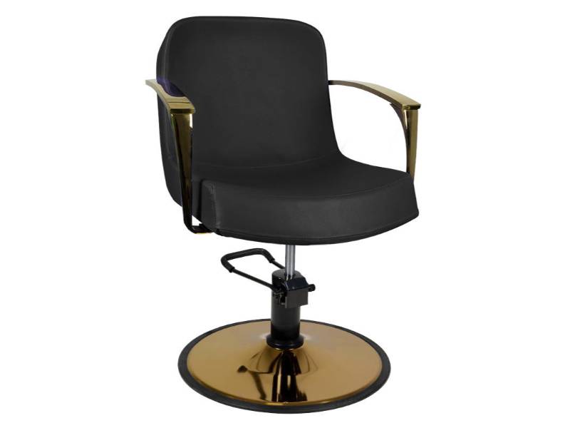 Poltrona da parrucchiere Bologna nera con dettagli dorati Gabbiano