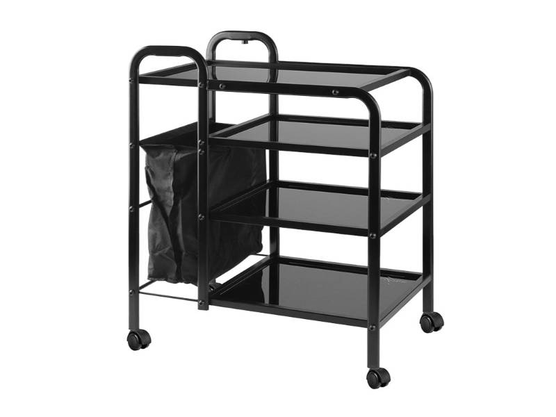 Tavolino Assistant Pro Ink 1031 con 4 Ripiani in Vetro e Ruote