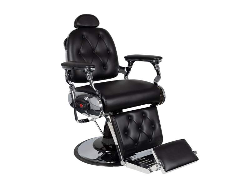 Poltrona Barbiere Pietro Nera con Schienale Reclinabile e Regolabile