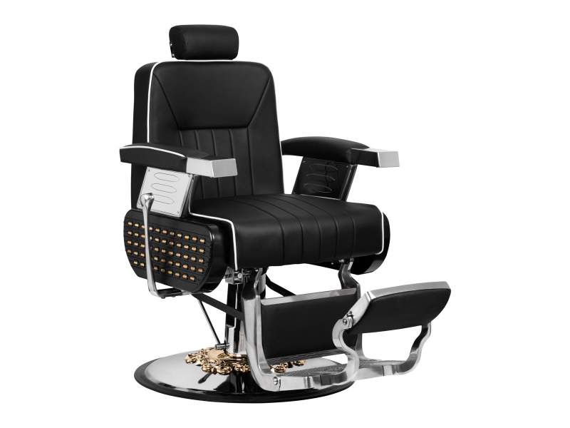 Poltrona da Barbiere Livio Nera di Lusso con Base in Ghisa