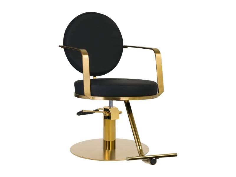 Poltrona da barbiere Arras nero e oro in ecopelle beige elegante