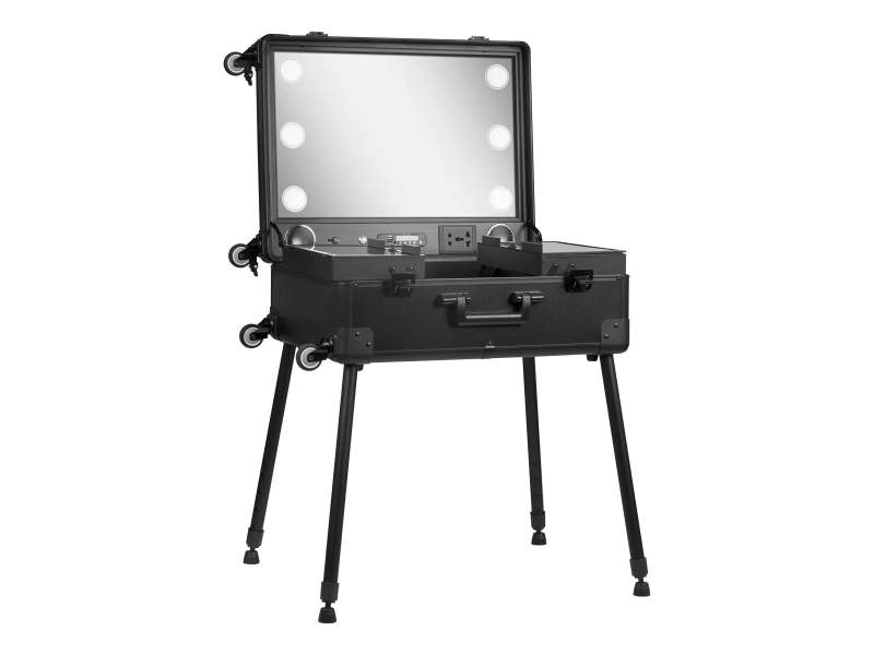 Box Make-Up Portatile con Specchi e Altoparlanti Neri Bluetooth USB