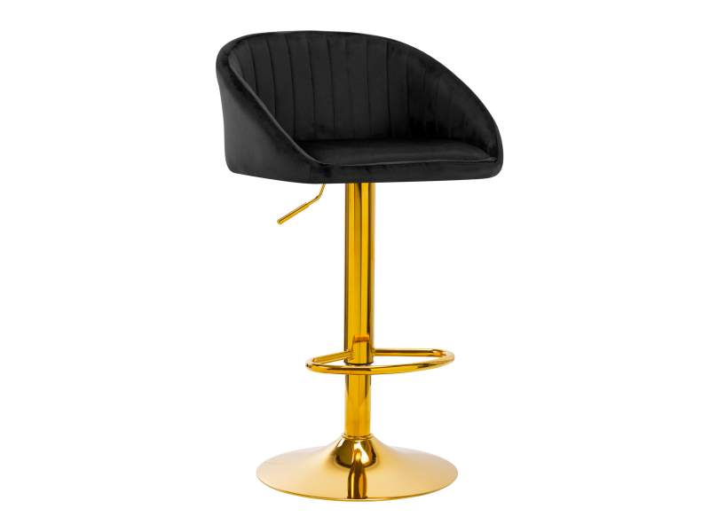 Sgabello da parrucchiere 4Rico QS-B16G velluto nero con base oro