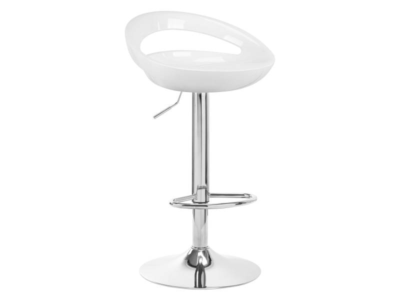 Sgabello da Bar Design Bianco con Regolazione Altezza e Poggiapiedi