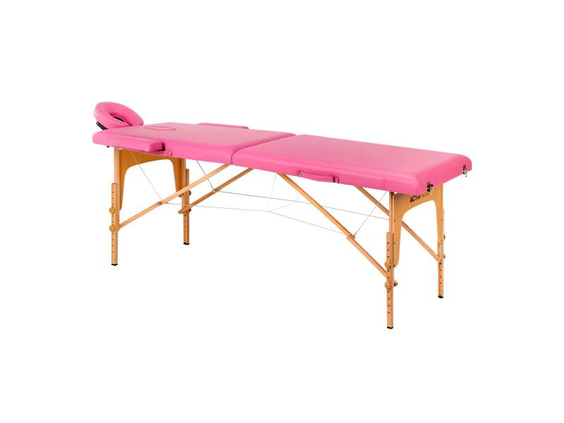 Lettino da massaggio pieghevole in legno Activ Fizjo Komfort 2 segmenti rosa