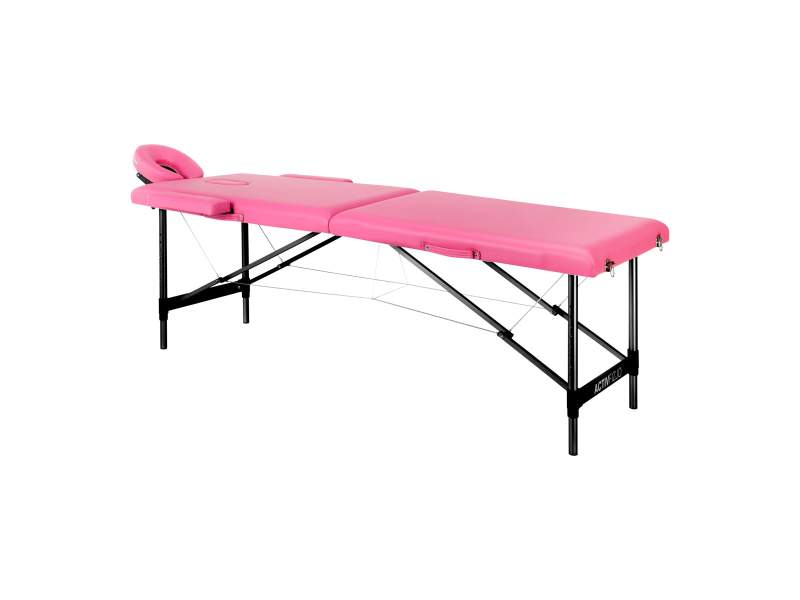 Lettino da massaggio pieghevole alluminio Activ Fizjo Komfort 2 segmenti rosa nero