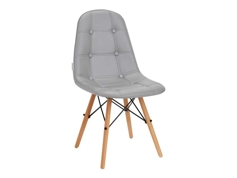 Sedia cosmetica 4Rico QS-185 con gambe in legno, rivestimento grigio