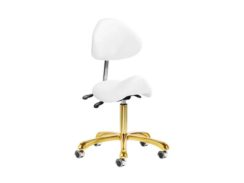 Sgabello a Sella Estetista Professionale Bianca e Oro NEW