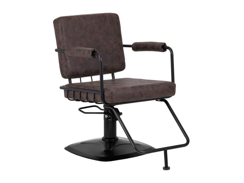 Poltrona parrucchiere Katania Loft in pelle marrone scuro Gabbiano