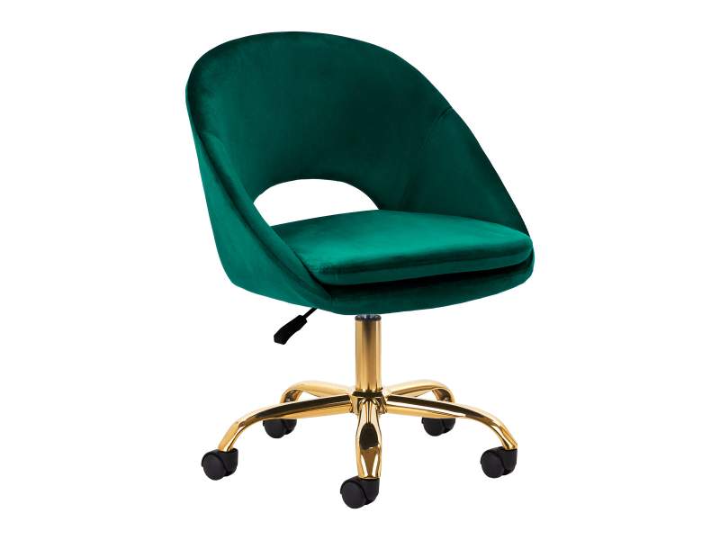 Sedia Girevole 4Rico QS-MF18G con Base Dorata e Rivestimento in Velluto Nero